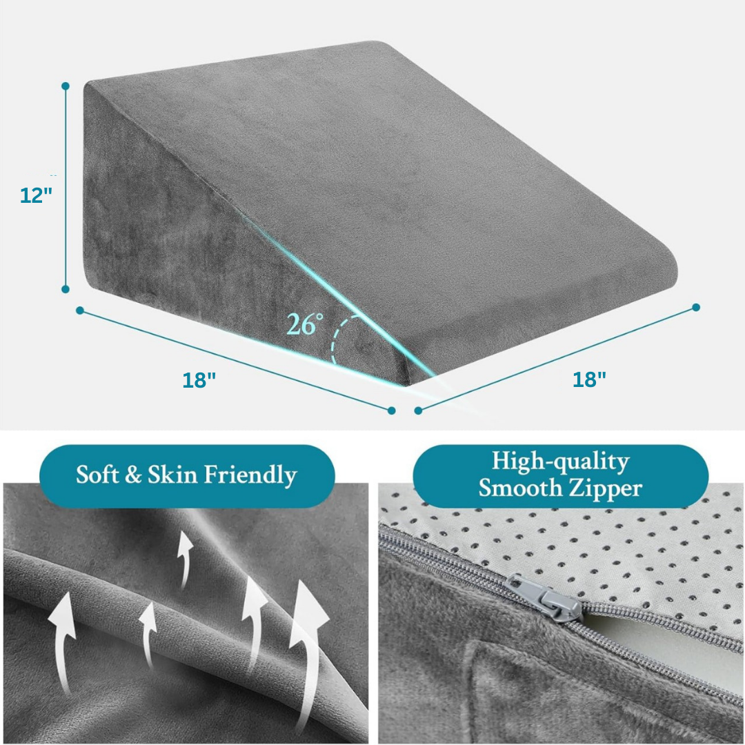 CUSHIO Bed Wedge Pillow (Grey)