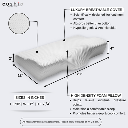 CUSHIO Memory Foam Butterfly Contour Pillow | Cervical Orthopedic Memory Pillow for Neck & Shoulder Pain Relief