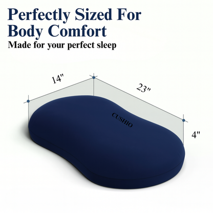 CUSHIO Cuddle Pillow | Ergonomic Memory Foam Hug Pillow for Sleeping | Neck & Shoulder Comfort for Side Sleeping | Anti-Frizz & Skin-Friendly | Soft Velvet Cover (Blue)