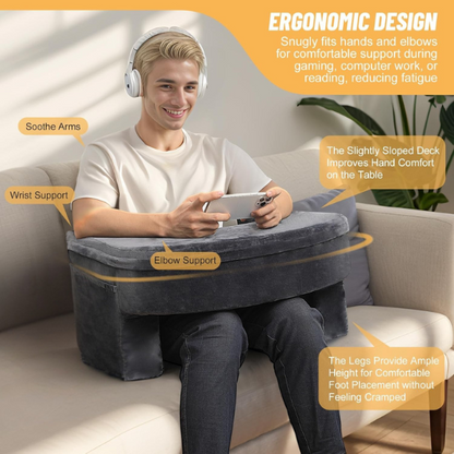 CUSHIO Lap Desk & Adjustable Wedge Pillow Combo for Laptops, Study and Reading | Memory Foam Adjustable Wedge for Back Support & Lap Desk Pillow-Gaming & Reading Pillow (Grey)