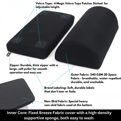 CUSHIO Foot Rest for Office Chair | Dual Height Under Desk Footrest (5" and 7") Ergonomic Office Leg Rest and Feet Support | Adjustable Foot Stool for Table and Work (Black)