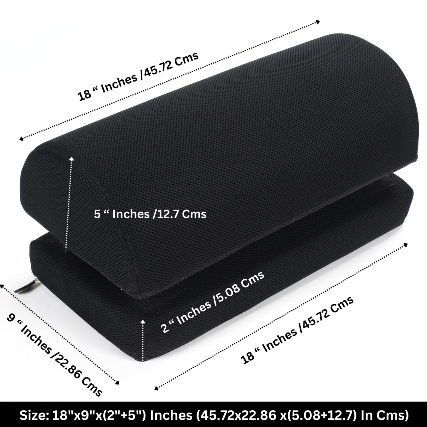 CUSHIO Foot Rest for Office Chair | Dual Height Under Desk Footrest (5" and 7") Ergonomic Office Leg Rest and Feet Support | Adjustable Foot Stool for Table and Work (Black)