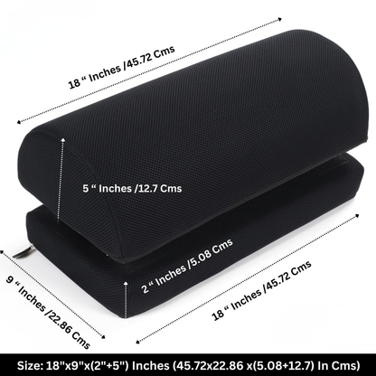 CUSHIO Foot Rest for Office Chair | Dual Height Under Desk Footrest (5" and 7") Ergonomic Office Leg Rest and Feet Support | Adjustable Foot Stool for Table and Work (Black)