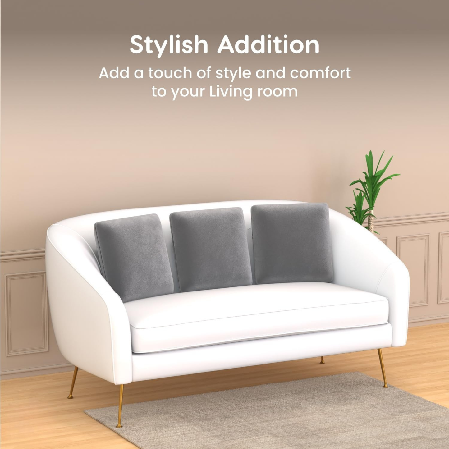 CUSHIO Memory Foam Square Cushion for Car, Sofa/Diwan, Bed, Chair & Decoration | Velvet Cover (Grey) Pack of 2