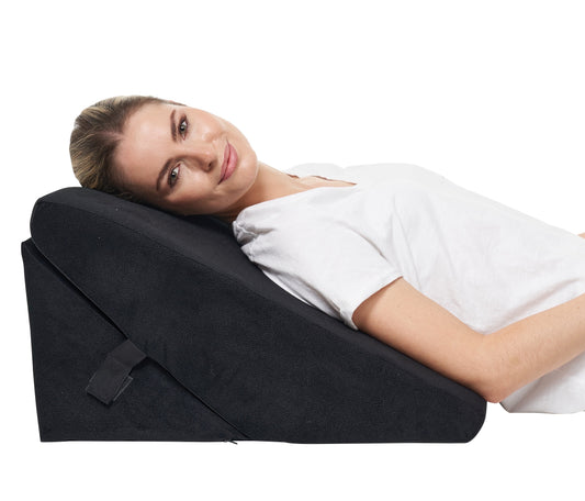 CUSHIO Adjustable Memory Foam Wedge Pillow for Back Support, 7-in-1 Versatile Design for Sleeping, Leg Elevation and Support (Black)