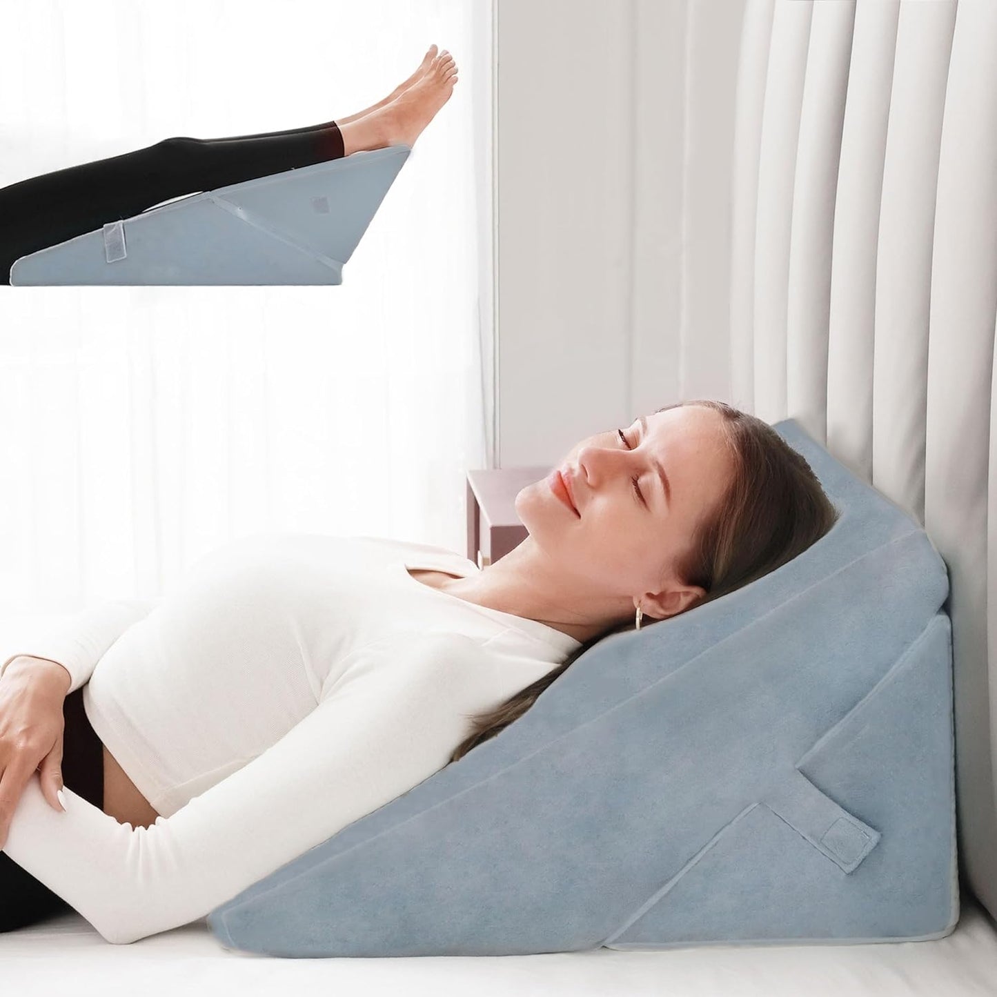 CUSHIO Adjustable Memory Foam Wedge Pillow for Back Support, 7-in-1 Versatile Design for Sleeping, Leg Elevation and Support (Grey)