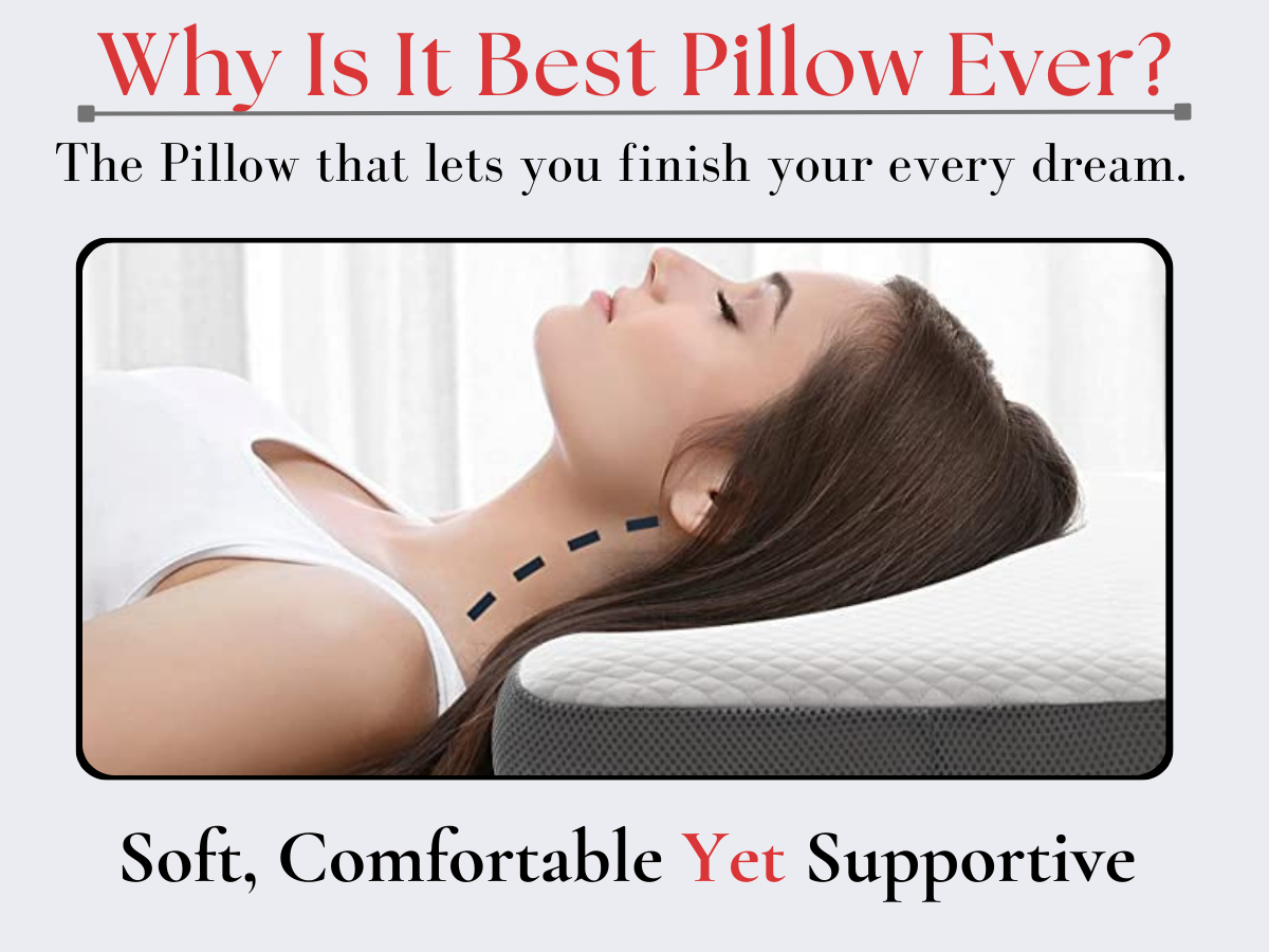 CUSHIO Memory Foam Pillow | Orthopedic & Cervical Pillow for Relieving Neck & Shoulder Pain (White & Grey)