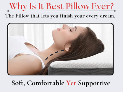 CUSHIO Memory Foam Pillow | Orthopedic & Cervical Pillow for Relieving Neck & Shoulder Pain (White & Grey)