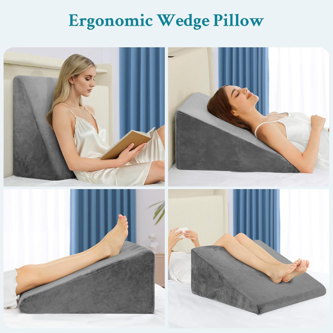 CUSHIO Bed Wedge Pillow (Grey)