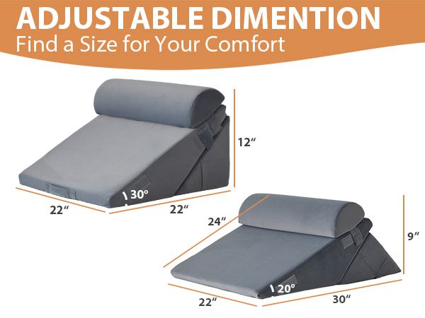 CUSHIO Lap Desk & Adj. Wedge with Headrest Combo for Laptops, Study and Reading | Memory Foam Adjustable Wedge with Headrest for Back Support & Lap Desk Pillow-Gaming & Reading Pillow (Grey)