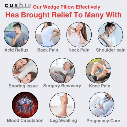 CUSHIO Folding Bed Wedge Pillow For Acid Reflux | Back Support & Leg Elevation for Restful Sleep | Easy To Store, Easy To Clean Removable Soft Fabric Cover (Grey)
